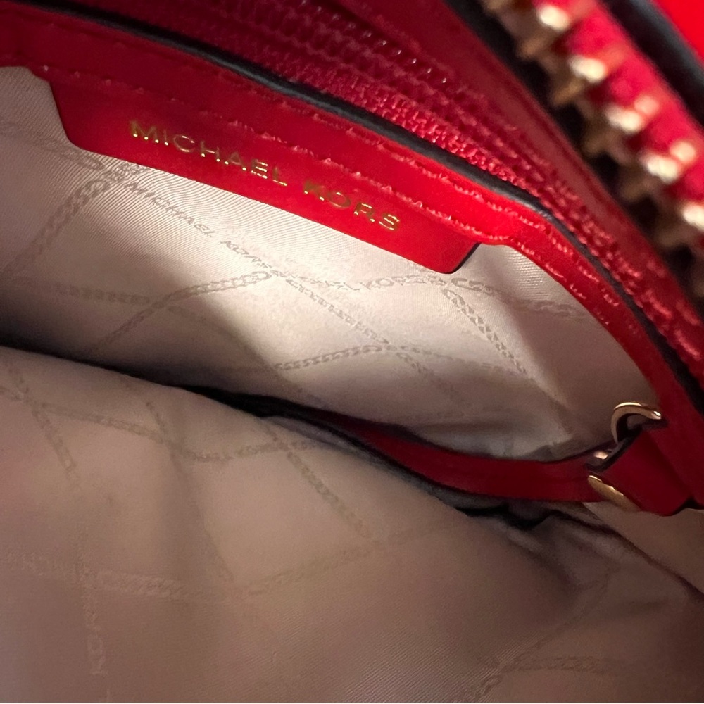 Michael Kors Bright Red Leather Tote HangBag Purse - Picture 8 of 8